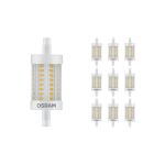 Confezione Multipack 10x Ledvance Performance LED R7s Doppio Ended 78mm Chiara 9.5W 1055lm - 827 Bianco Molto Caldo | Dimmerabile - Sostitutiva 75W